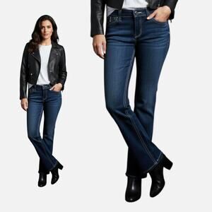 INC DENIM Women's Bootcut Jeans Blue 5-Pocket Design Comfort Size 6P Embellished